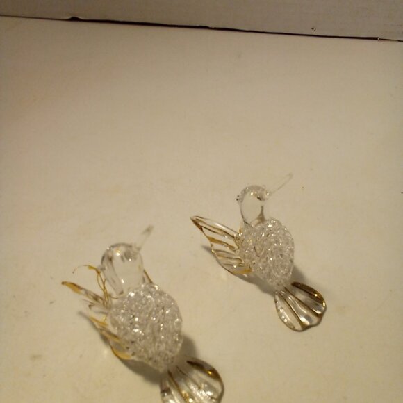 Hummingbird Christmas Ornament Hand Blown Glass Gold Trim 3" Lot of 2 - Picture 2 of 16